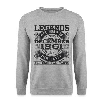 Born December 1961 61st birthday Legend Man - Unisex Sweatshirt - salt & pepper - Front - Alina (178cm) & Michal (187cm)