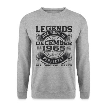 Né en décembre 1965 légende du 57e anniversaire - Sweat-shirt Unisexe - gris chiné - Devant - Alina (178cm) & Michal (187cm)