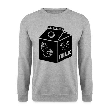 Strawberry Milk Cartons Japanese - Unisex Sweatshirt - salt & pepper - Front - Alina (178cm) & Michal (187cm)