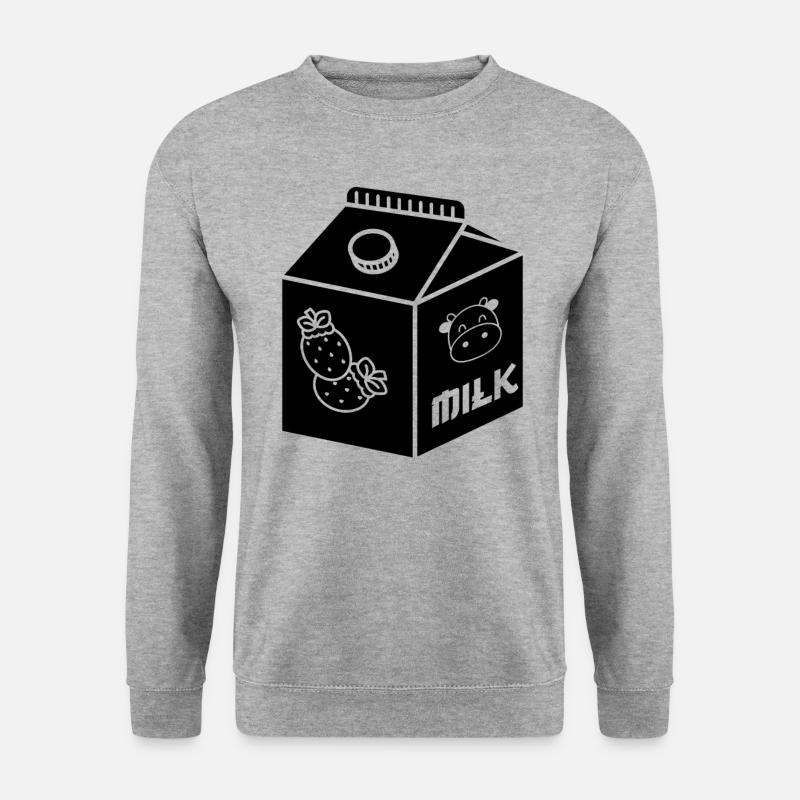 Erdbeer-Milchkarton Japanisch - Unisex Pullover - Weißgrau meliert