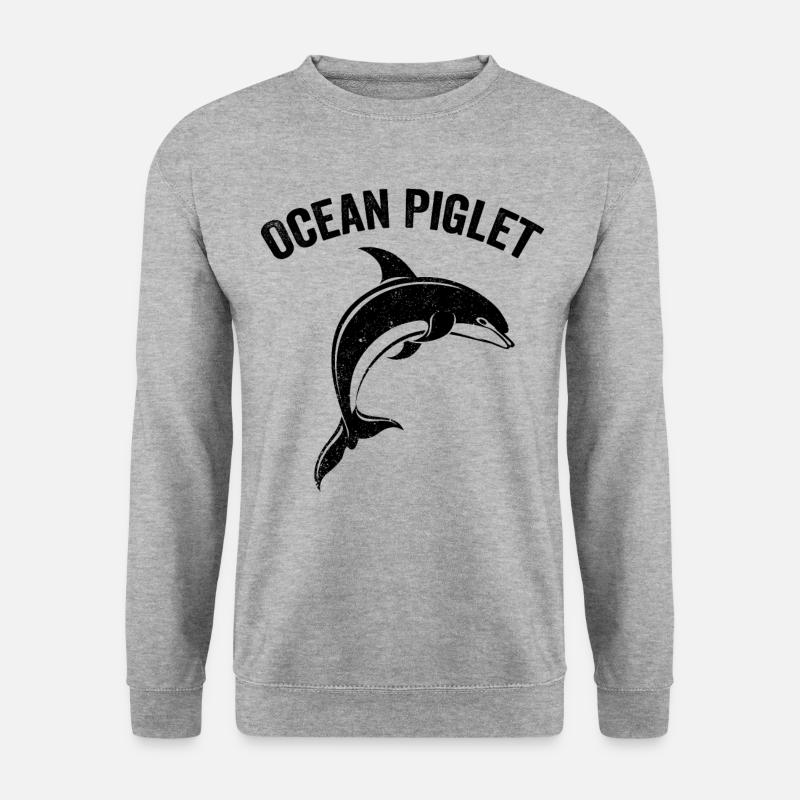 Lustiges Delphin-Ozean-Ferkel - Unisex Pullover - Weißgrau meliert