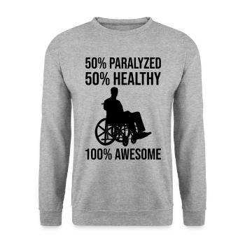 Drôle de lésion de la moelle épinière Coupe transversale du fauteuil roulant - Sweat-shirt Unisexe - gris chiné - Devant - Alina (178cm) & Michal (187cm)