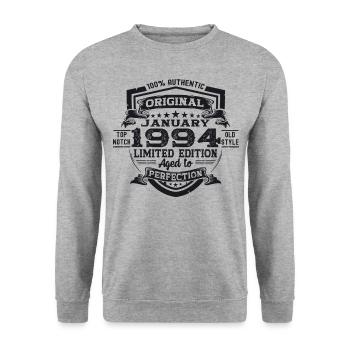 Né le 29 janvier 1994 Gift Man - Sweat-shirt Unisexe - gris chiné - Devant - Alina (178cm) & Michal (187cm)