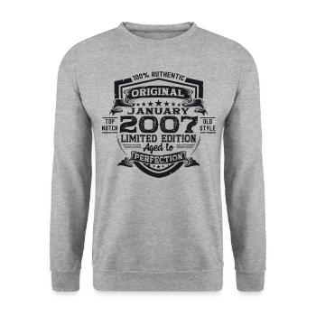 Year 2007 January 16th birthday gift man - Unisex Sweatshirt - salt & pepper - Front - Alina (178cm) & Michal (187cm)