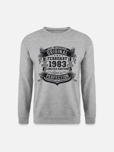 Original Februar Jahrgang 1983 Geburtstag Geschenk - Unisex Pullover - Weißgrau meliert