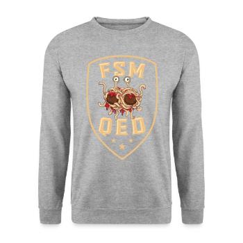 Fliegendes Spaghettimonster Pastafari Pastafari - Unisex Pullover - Weißgrau meliert - Vorne - Alina (178cm) & Michal (187cm)