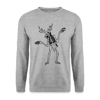 Cryptidcore Aesthetic Wendigo Skeleton Cryptid - Unisex Pullover - Weißgrau meliert - Vorne - Alina (178cm) & Michal (187cm)