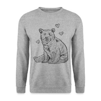 Art Academia Aesthetic Bear Sketch Art - Unisex Sweatshirt - salt & pepper - Front - Alina (178cm) & Michal (187cm)