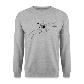 Boujee Aesthetic Creation Of Adam Wine Bougie - Unisex Sweatshirt - salt & pepper - Front - Alina (178cm) & Michal (187cm)