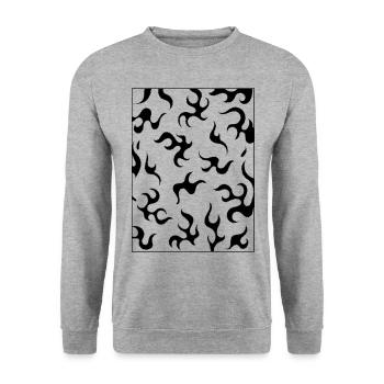 Finnish Goth Aesthetic Gothic Fire Flames Goth - Unisex Pullover - Weißgrau meliert - Vorne - Alina (178cm) & Michal (187cm)
