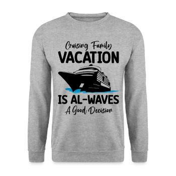 Fun Cruise Family Holiday Cruise Ship - Unisex Sweatshirt - salt & pepper - Front - Alina (178cm) & Michal (187cm)