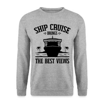 Funny Cruising Kreuzfahrtschiff Kreuzfahrtschiff - Unisex Pullover - Weißgrau meliert - Vorne - Alina (178cm) & Michal (187cm)