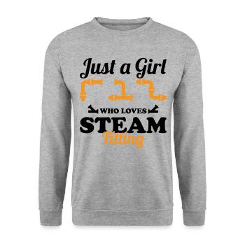 Just A Girl Who Loves Steam Fitting Steamfitter - Unisex Sweatshirt - salt & pepper - Front - Alina (178cm) & Michal (187cm)