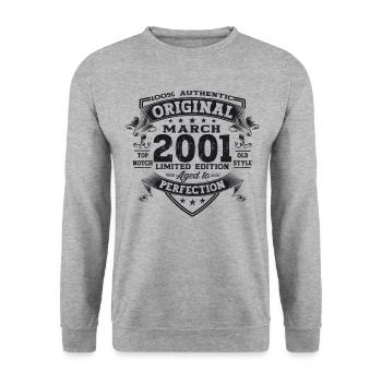 22nd birthday man Original March Born 2001 - Unisex Sweatshirt - salt & pepper - Front - Alina (178cm) & Michal (187cm)