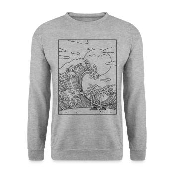 Coconut Girl Aesthetic Summer Beach - Unisex Pullover - Weißgrau meliert - Vorne - Alina (178cm) & Michal (187cm)
