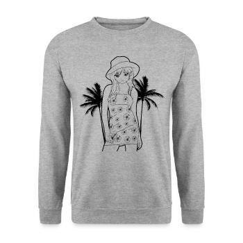 Coconut Girl Esthétique Anime Girl Tenue d’été - Sweat-shirt Unisexe - gris chiné - Devant - Alina (178cm) & Michal (187cm)