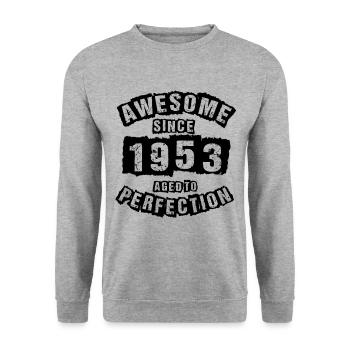 1953 vintage vintage cadeau d’anniversaire rétro - Sweat-shirt Unisexe - gris chiné - Devant - Alina (178cm) & Michal (187cm)