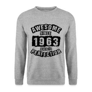 60 birthday 60 years born in 1963 - Unisex Sweatshirt - salt & pepper - Front - Alina (178cm) & Michal (187cm)
