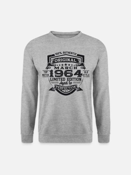 60. Geburtstag Mann Original März Jahrgang 1964 - Unisex Pullover - Weißgrau meliert