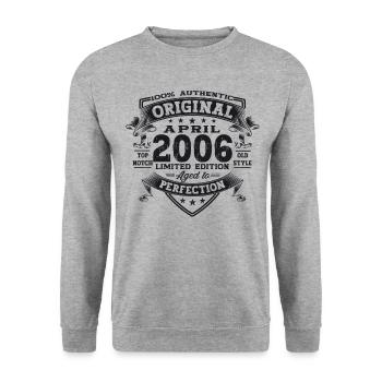 17th birthday man April Born 2006 Original - Unisex Sweatshirt - salt & pepper - Front - Alina (178cm) & Michal (187cm)