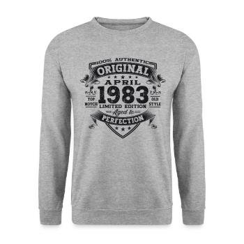 40th birthday man April Born 1983 Original - Unisex Sweatshirt - salt & pepper - Front - Alina (178cm) & Michal (187cm)