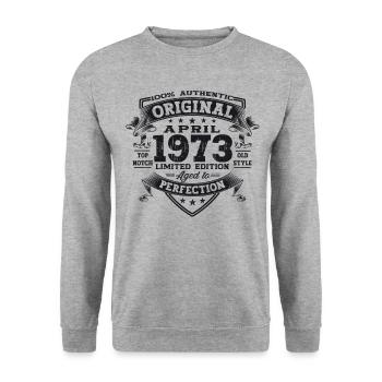 50e anniversaire homme April Né en 1973 Original - Sweat-shirt Unisexe - gris chiné - Devant - Alina (178cm) & Michal (187cm)