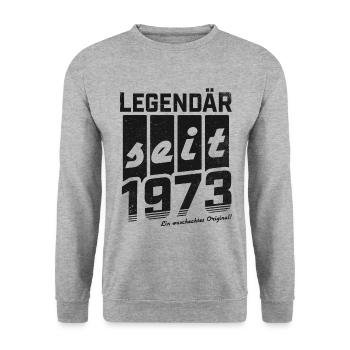 LEGENDÄR SEIT 1973 WASCHECHTES ORIGINAL GEBURTSTAG - Unisex Pullover - Weißgrau meliert - Vorne - Alina (178cm) & Michal (187cm)