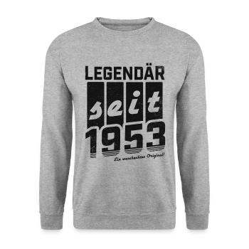 LEGENDÄR SEIT 1953 WASCHECHTES ORIGINAL GEBURTSTAG - Unisex Pullover - Weißgrau meliert - Vorne - Alina (178cm) & Michal (187cm)