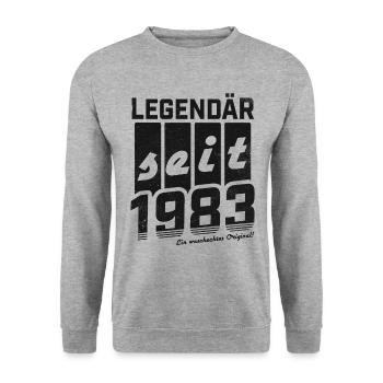 LEGENDÄR SEIT 1983 WASCHECHTES ORIGINAL GEBURTSTAG - Unisex Pullover - Weißgrau meliert - Vorne - Alina (178cm) & Michal (187cm)