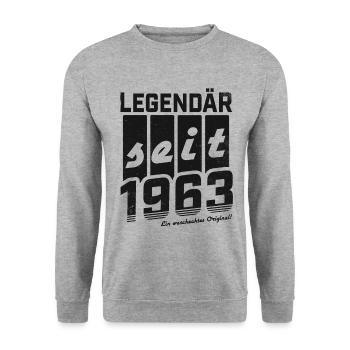 LEGENDÄR SEIT 1963 WASCHECHTES ORIGINAL GEBURTSTAG - Unisex Pullover - Weißgrau meliert - Vorne - Alina (178cm) & Michal (187cm)