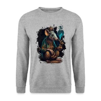 cool Rat funny smoke Relax Design - Sweat-shirt Unisexe - gris chiné - Devant - Alina (178cm) & Michal (187cm)