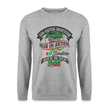 Ein guter Investor - Unisex Pullover - Weißgrau meliert - Vorne - Alina (178cm) & Michal (187cm)