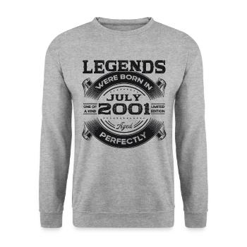 22nd Birthday Man Legendary July Vintage 2001 - Unisex Sweatshirt - salt & pepper - Front - Alina (178cm) & Michal (187cm)