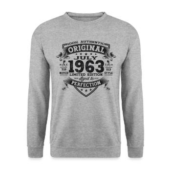 60th Birthday Man Original Juillet 1963 - Sweat-shirt Unisexe - gris chiné - Devant - Alina (178cm) & Michal (187cm)