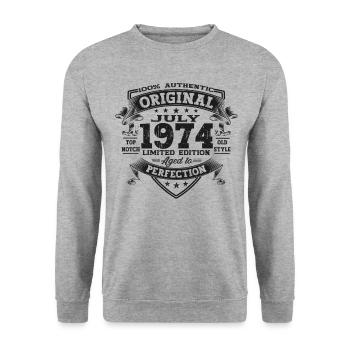 49th Birthday Man Original July Vintage 1974 - Unisex Sweatshirt - salt & pepper - Front - Alina (178cm) & Michal (187cm)
