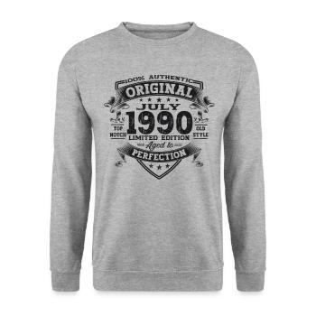 33rd Birthday Man Original July Vintage 1990 - Unisex Sweatshirt - salt & pepper - Front - Alina (178cm) & Michal (187cm)