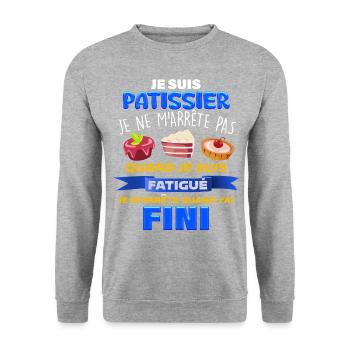 Notre Pâtissier on l'Aime Humour Homme - Sweat-shirt Unisexe - gris chiné - Devant - Alina (178cm) & Michal (187cm)