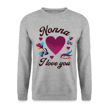 Nonna I love you, Grandmom I love you - Unisex Sweatshirt - salt & pepper - Front - Alina (178cm) & Michal (187cm)