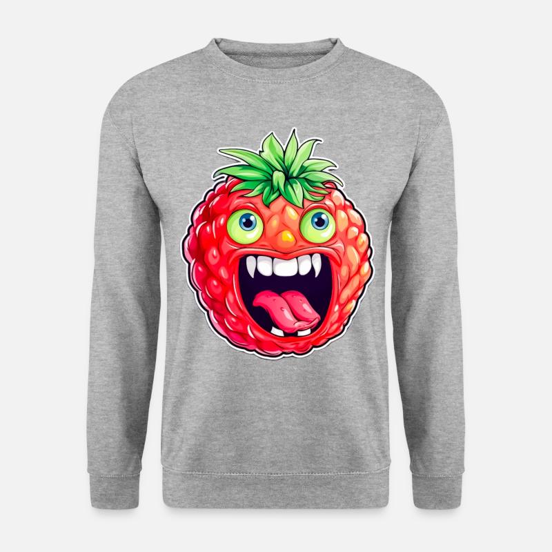 Freche Erdbeere - Unisex Pullover - Weißgrau meliert