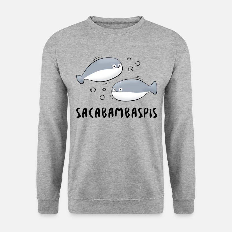Fisch Meme Paar - Unisex Pullover - Weißgrau meliert