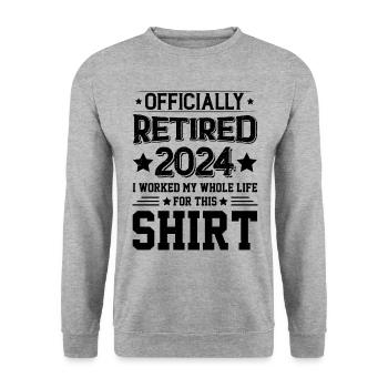 Offiziell im Ruhestand 2024 Ich habe mein ganzes Leben lang gearbeitet - Unisex Pullover - Weißgrau meliert - Vorne - Alina (178cm) & Michal (187cm)
