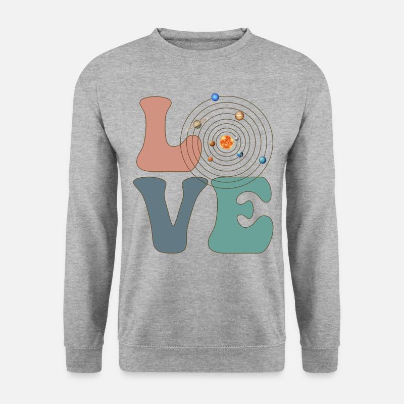 LIEBE Sonnensystem Astrologie Planeten - Unisex Pullover - Weißgrau meliert