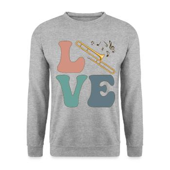 LOVE Trombonist Instrument Trombonist - Unisex Sweatshirt - salt & pepper - Front - Alina (178cm) & Michal (187cm)