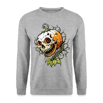 Crâne de citrouille / Totenkopf Halloween Kürbis FS0138 - Sweat-shirt Unisexe - gris chiné - Devant - Alina (178cm) & Michal (187cm)