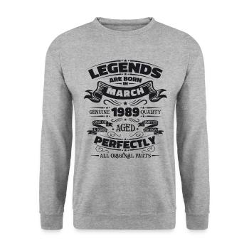 35th Birthday Legendary Since March Born in 1989 - Unisex Sweatshirt - salt & pepper - Front - Alina (178cm) & Michal (187cm)