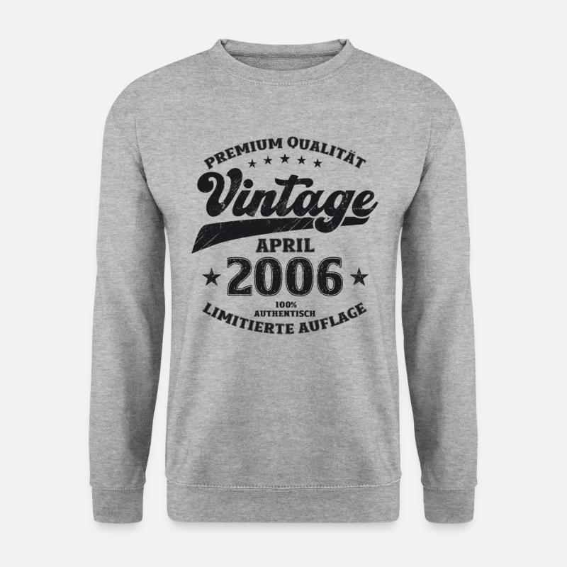 18. Geburtstag Mann April Jahrgang 2006 Vintage - Unisex Pullover - Weißgrau meliert