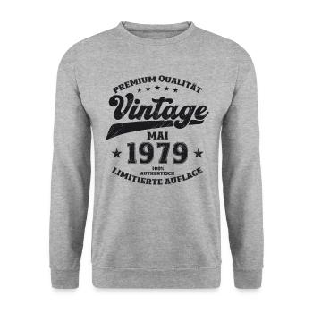 Millésime Mai 1979 Cru 1979 Anniversaire 1979 - Sweat-shirt Unisexe - gris chiné - Devant - Alina (178cm) & Michal (187cm)