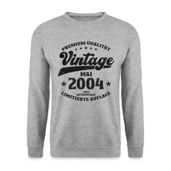 Vintage May 2004 Vintage 2004 Birthday 2004 - Unisex Sweatshirt - salt & pepper - Front - Alina (178cm) & Michal (187cm)