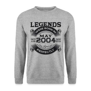Legend May 2004 Vintage 2004 Birthday 2004 - Unisex Sweatshirt - salt & pepper - Front - Alina (178cm) & Michal (187cm)