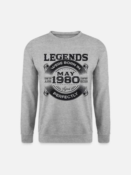 Original Mai 1980 Jahrgang 1980 Geburtstag 1980 - Unisex Pullover - Weißgrau meliert